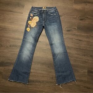 Driftwood Eva Classic Fit Wide-Leg Floral Embroidered Jean. Women’s Size 27